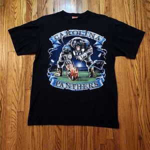 Vintage Carolina Panthers T Shirt Big Print Size XL Black